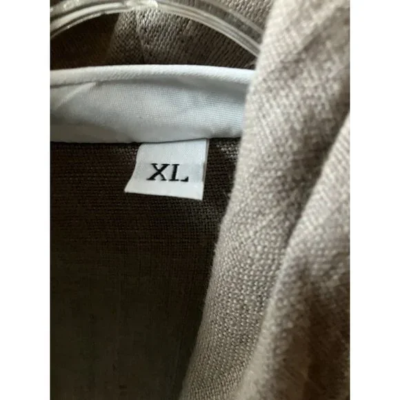 XL Bryn Walker 100% Linen Oversized Gray Open Syle Jacket w Pocket